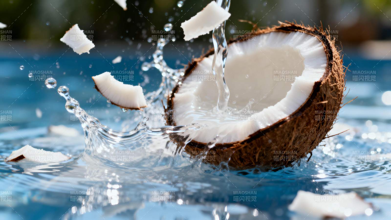 椰子入水溅起水花图片