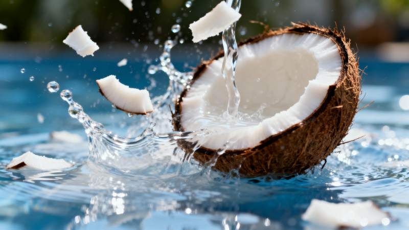 椰子入水溅起水花图片