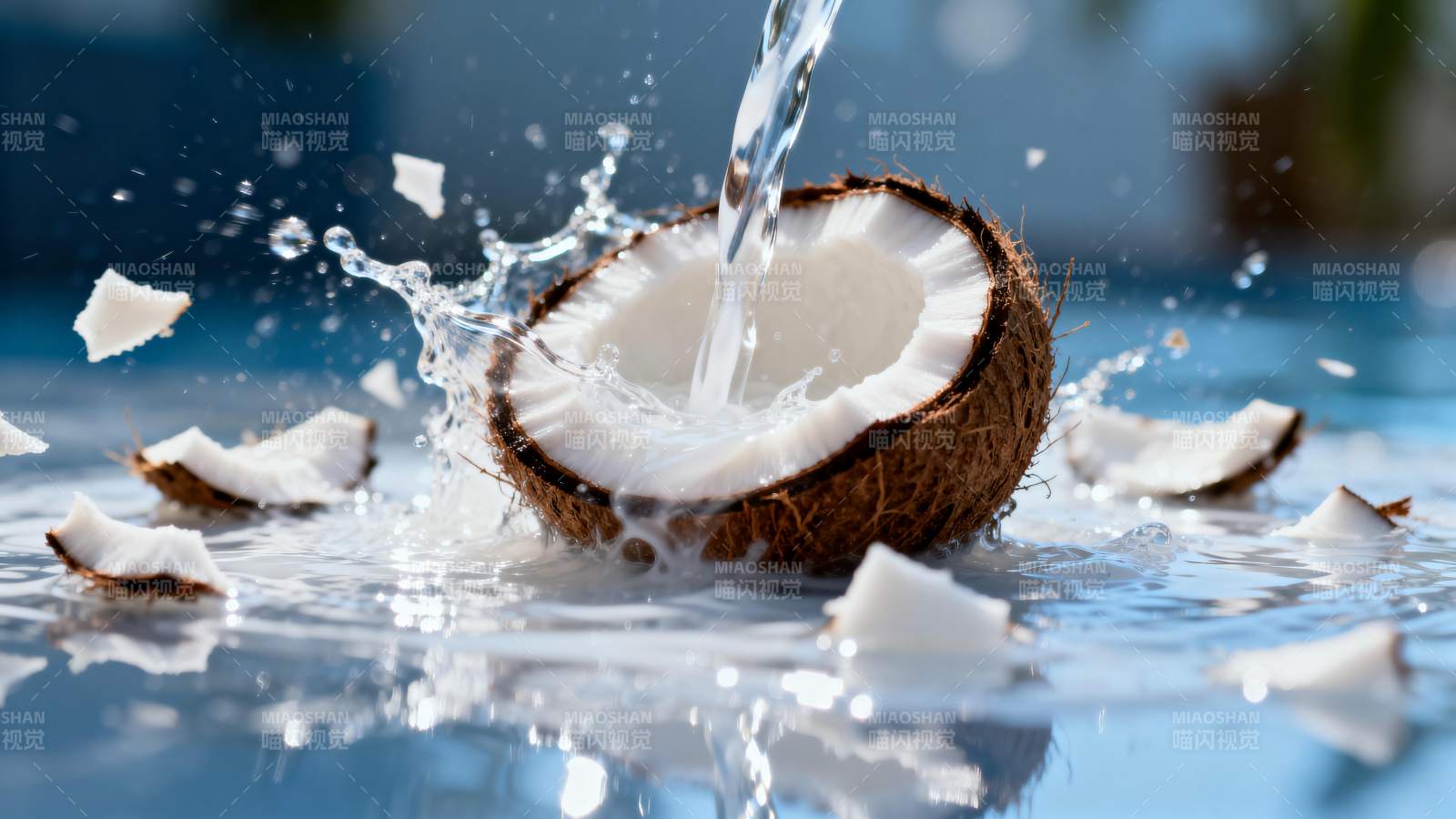 椰子水飞溅瞬间图片