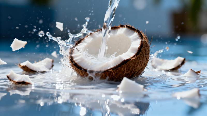 椰子水飞溅瞬间图片