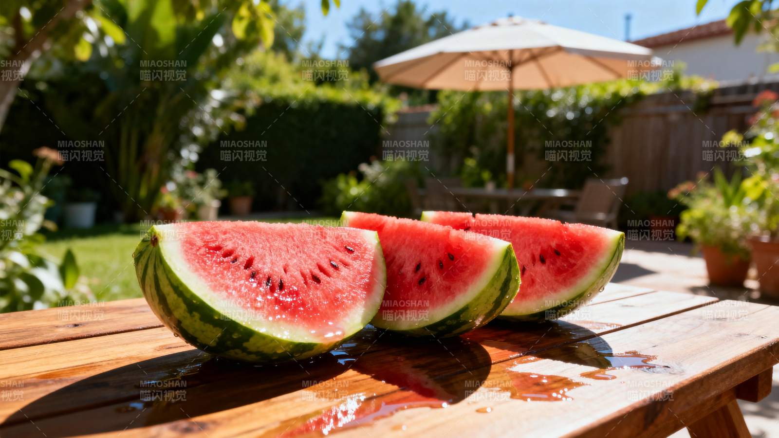 夏日西瓜切片图片