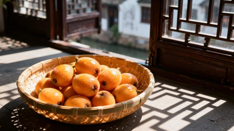 竹篮盛满金黄枇杷图片