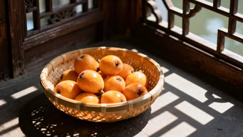 枇杷满篮光影间图片