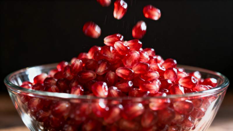 石榴籽飞溅入碗图片