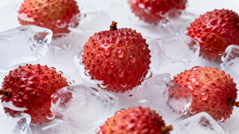 冰镇荔枝鲜红诱人图片