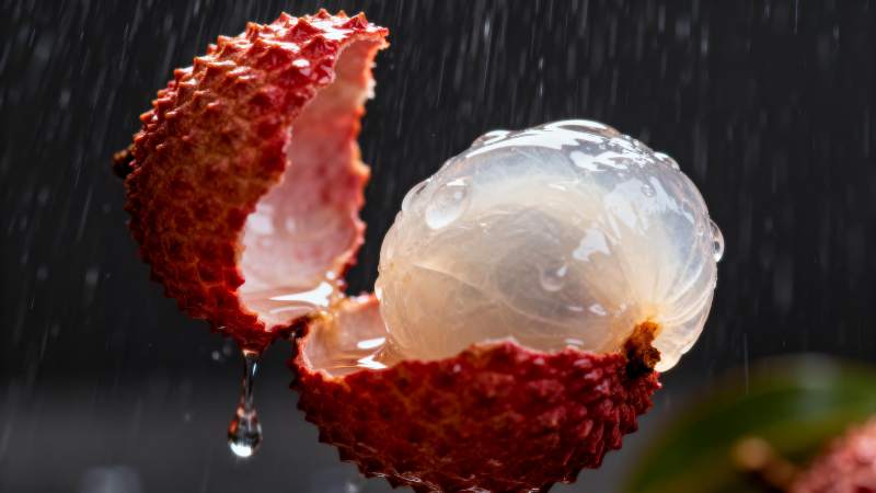 雨中荔枝晶莹剔透图片