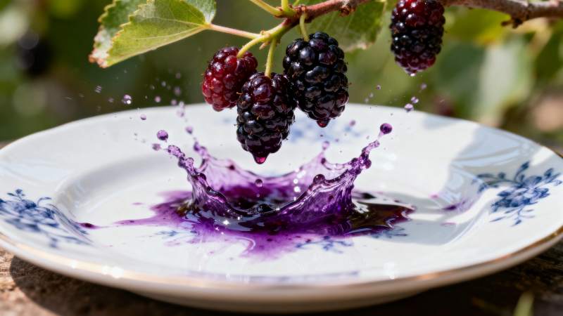 桑葚落盘溅紫汁图片