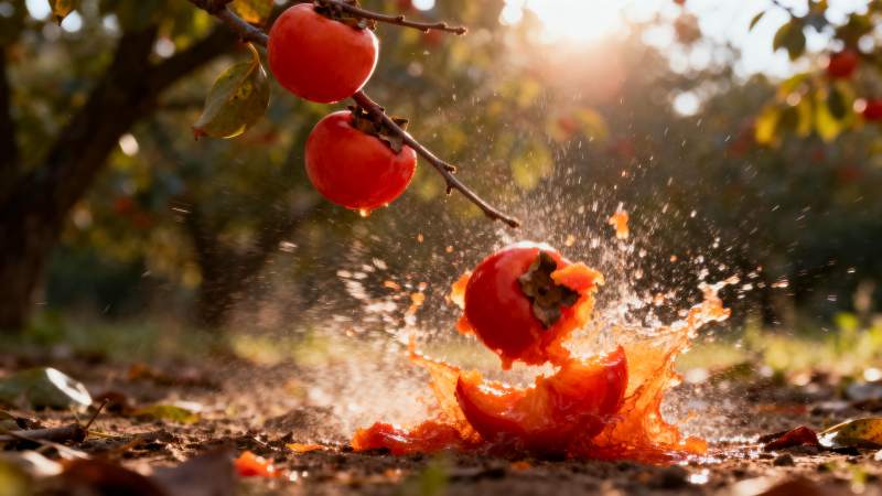 柿子落地瞬间图片