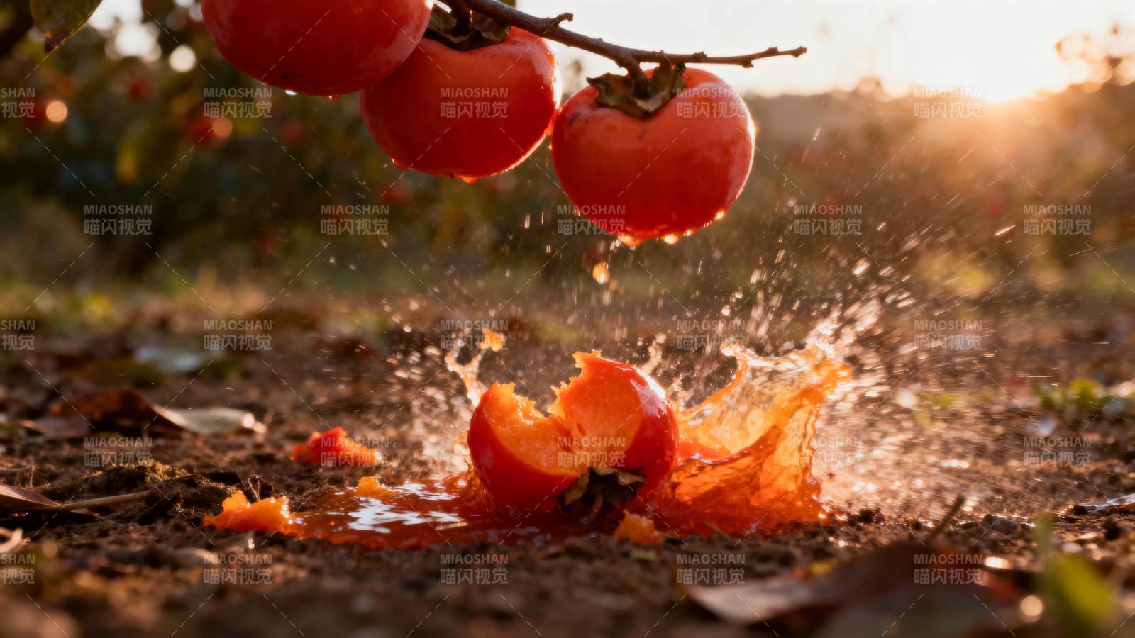 柿子落地瞬间图片