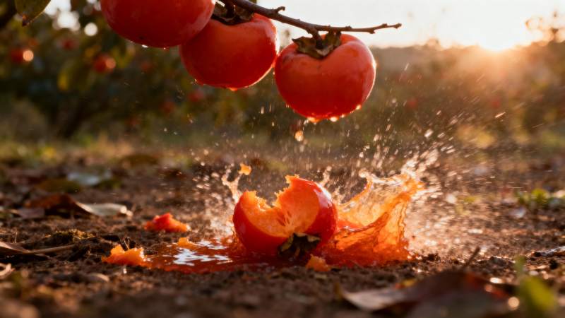 柿子落地瞬间图片