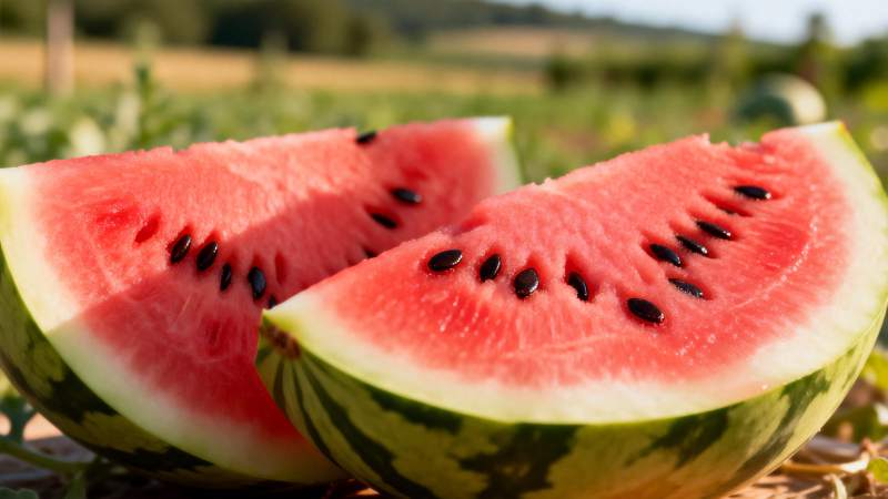 鲜红西瓜切片图片