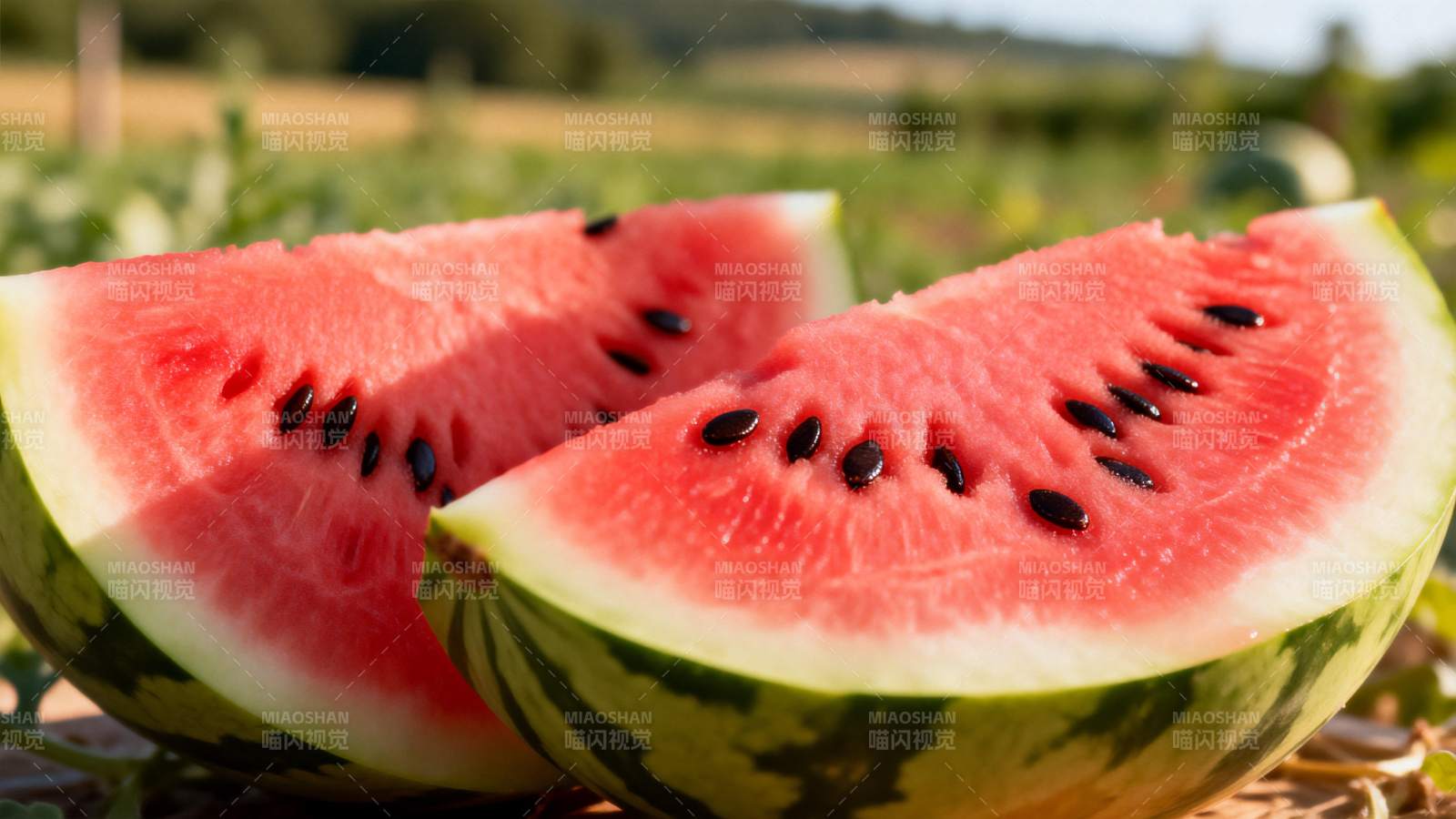 鲜红西瓜切片图片
