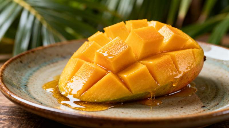 芒果切块 汁水四溢图片
