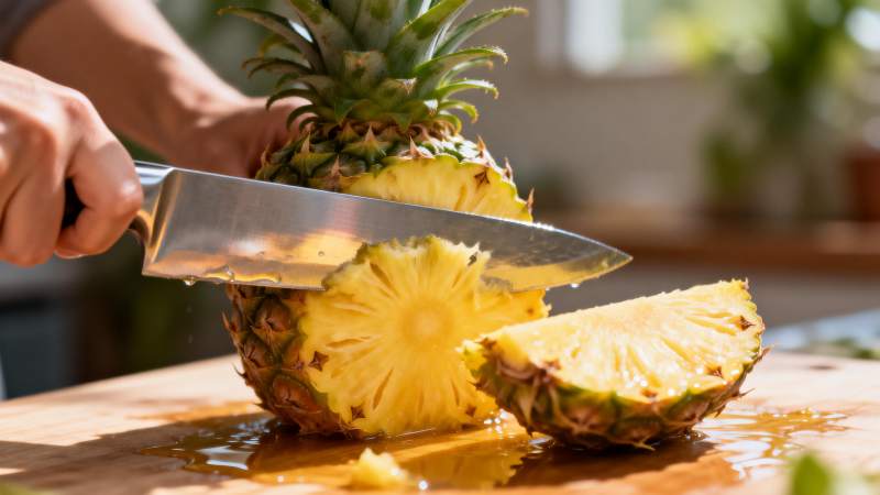 切菠萝的瞬间图片