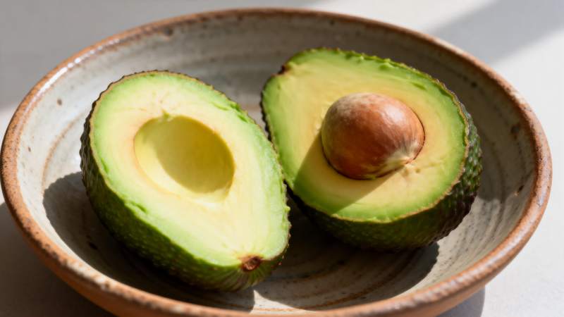 牛油果切开一半图片