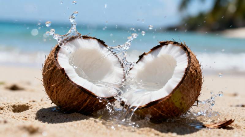 椰子沙滩飞溅图片