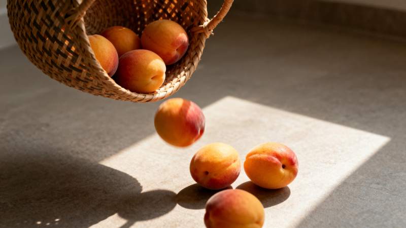 桃子从篮中滚落图片