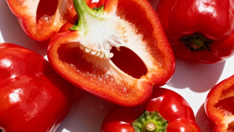 红椒切开鲜亮诱人图片