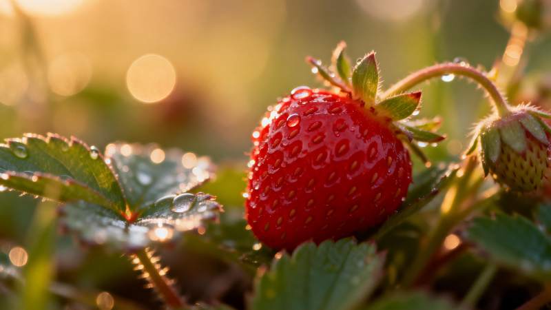 晨露草莓图片