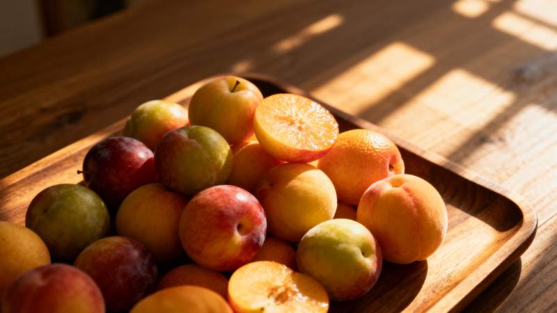 阳光下的新鲜杏子图片