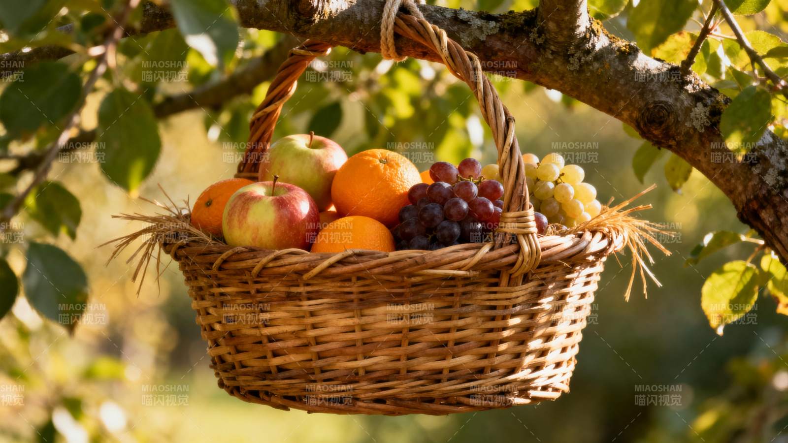 果篮挂枝头图片