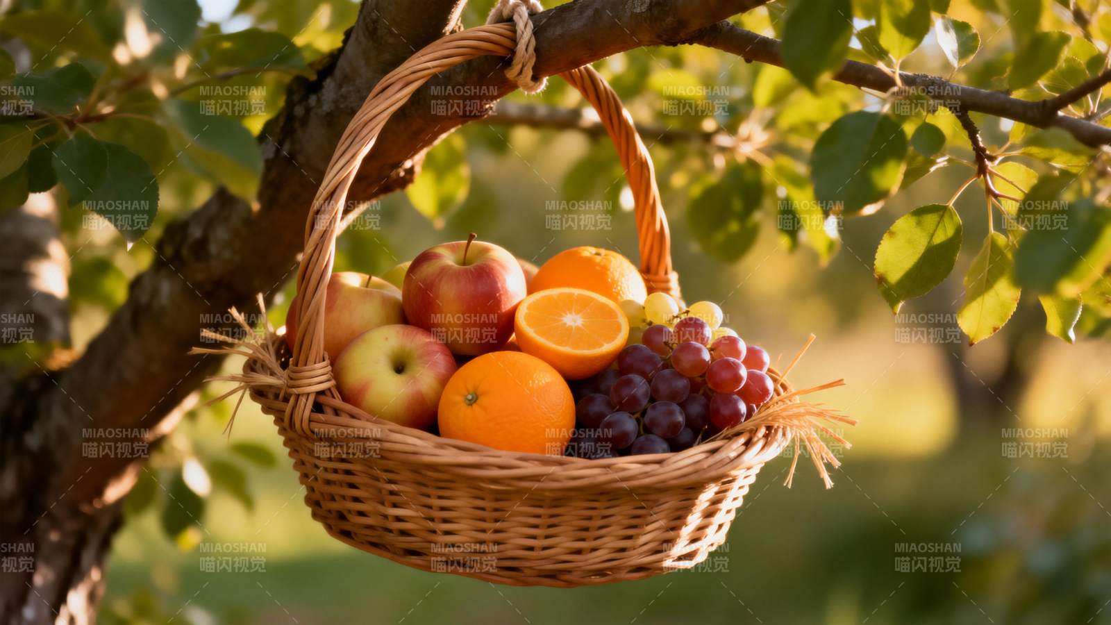 果篮挂枝头图片