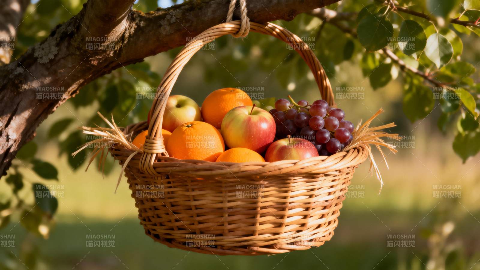 果篮悬枝头图片