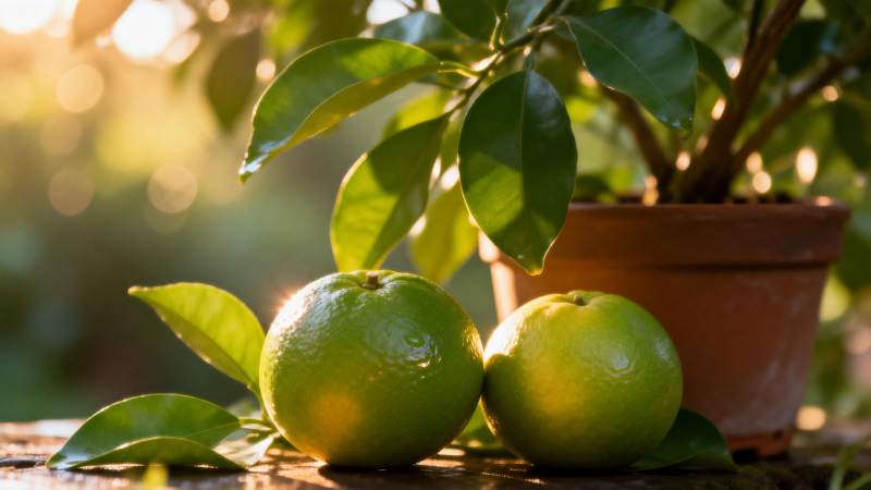 青橙绿叶映阳光图片