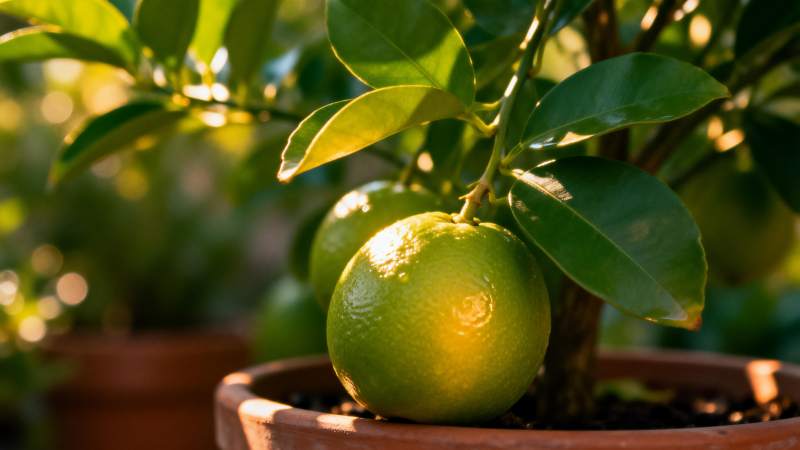 盆栽青柠静谧生长图片