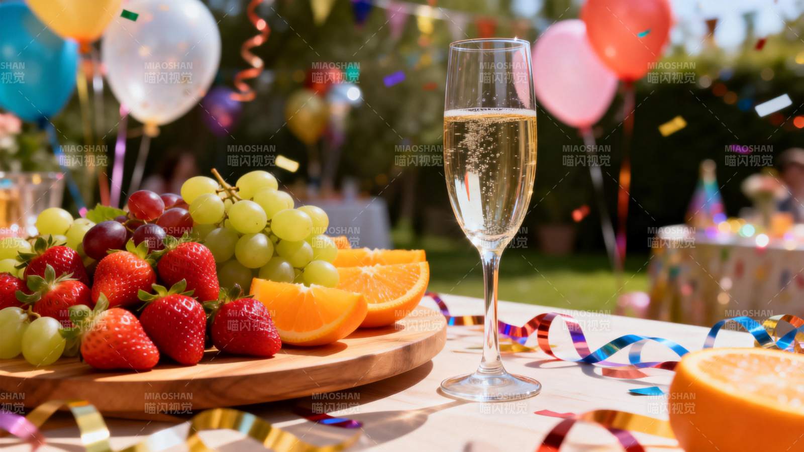 派对水果与香槟图片