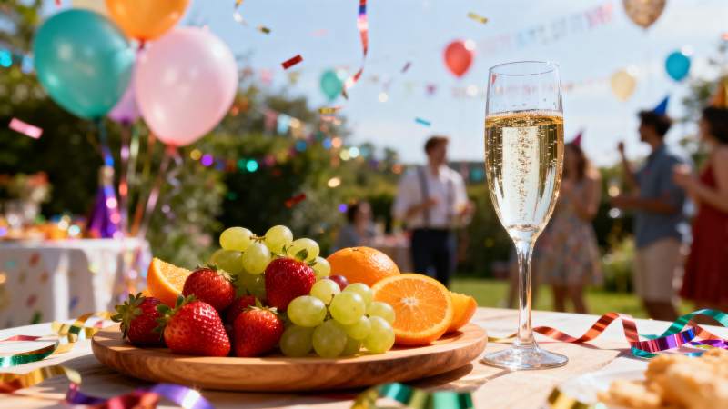 派对上的水果与香槟图片