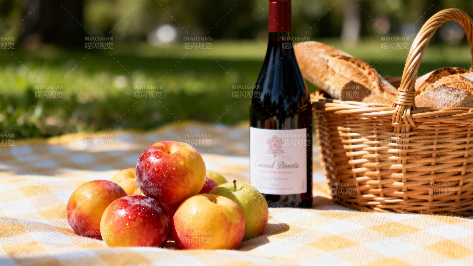 野餐果酒面包图图片