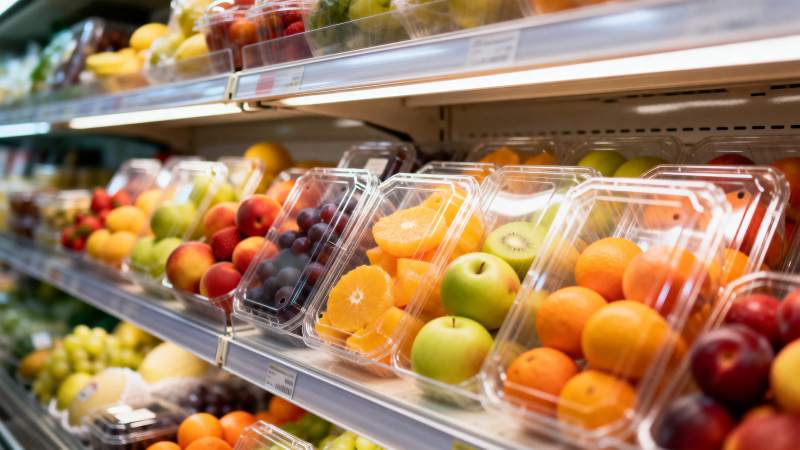 超市水果区特写图片