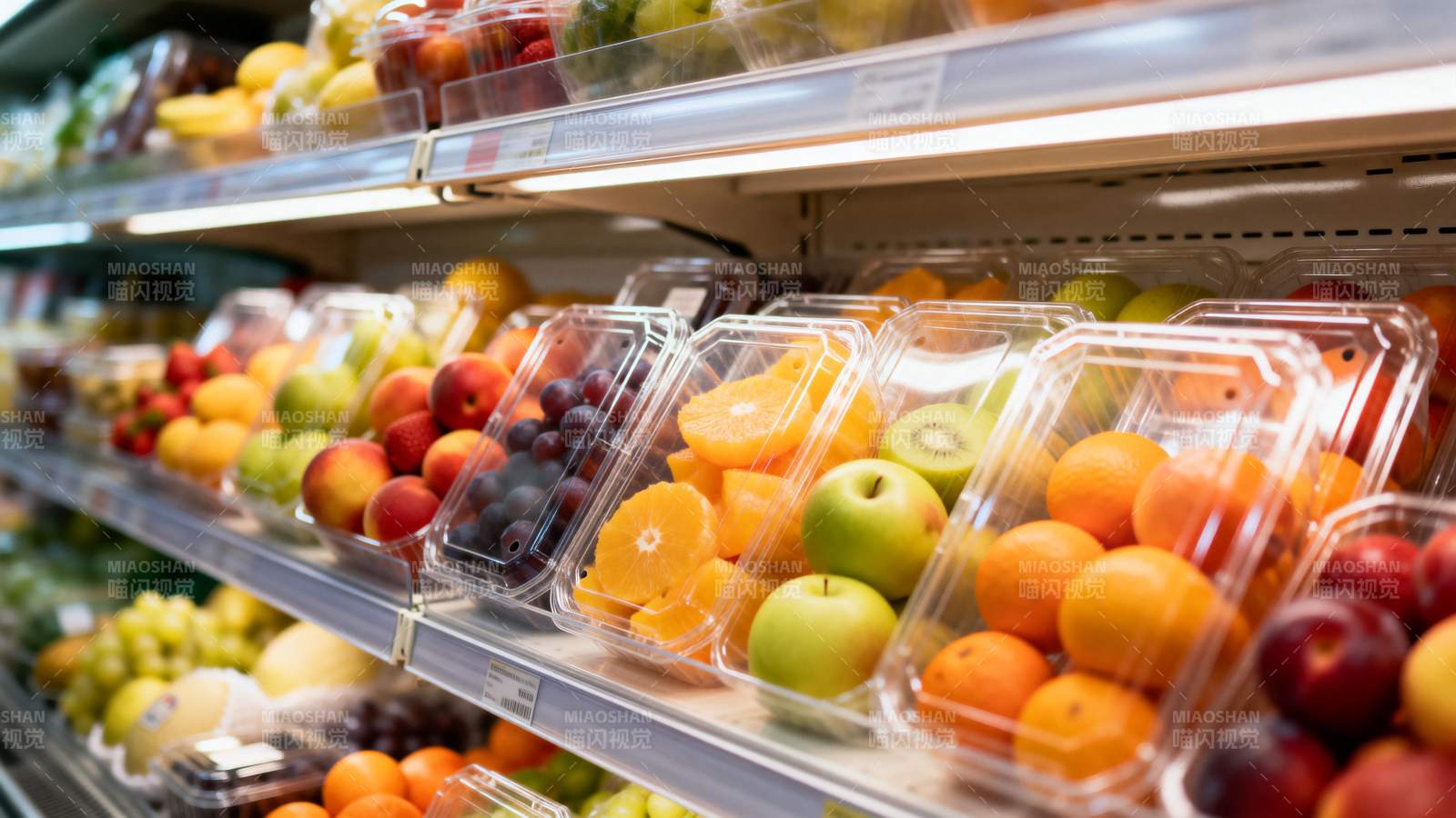 超市水果区特写图片