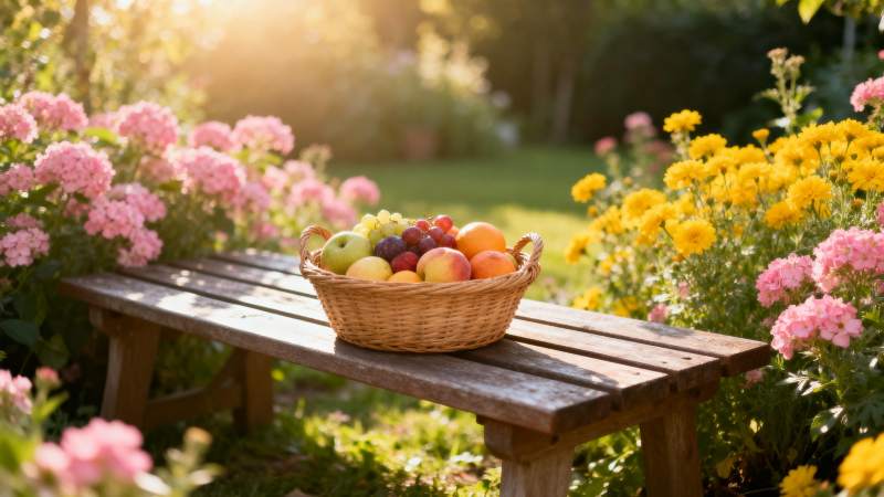 花园果篮静景图片