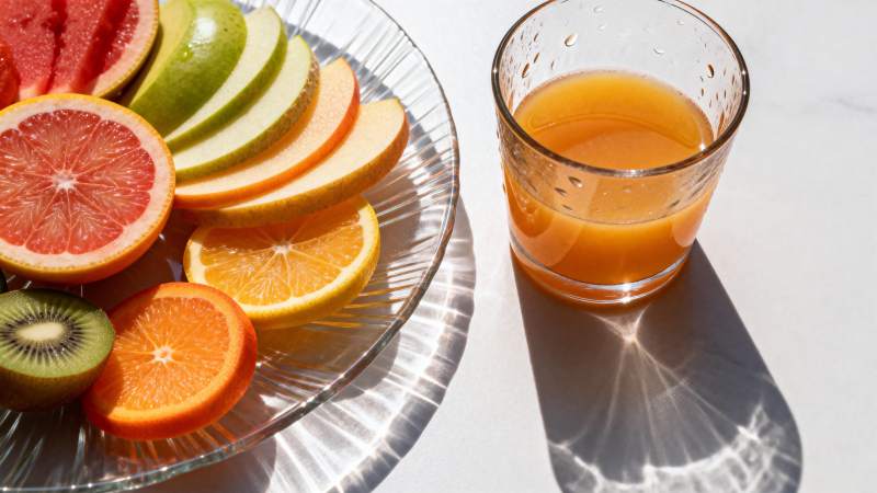 水果拼盘与果汁图片