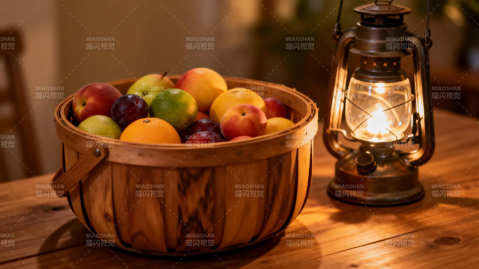 果篮与灯图片