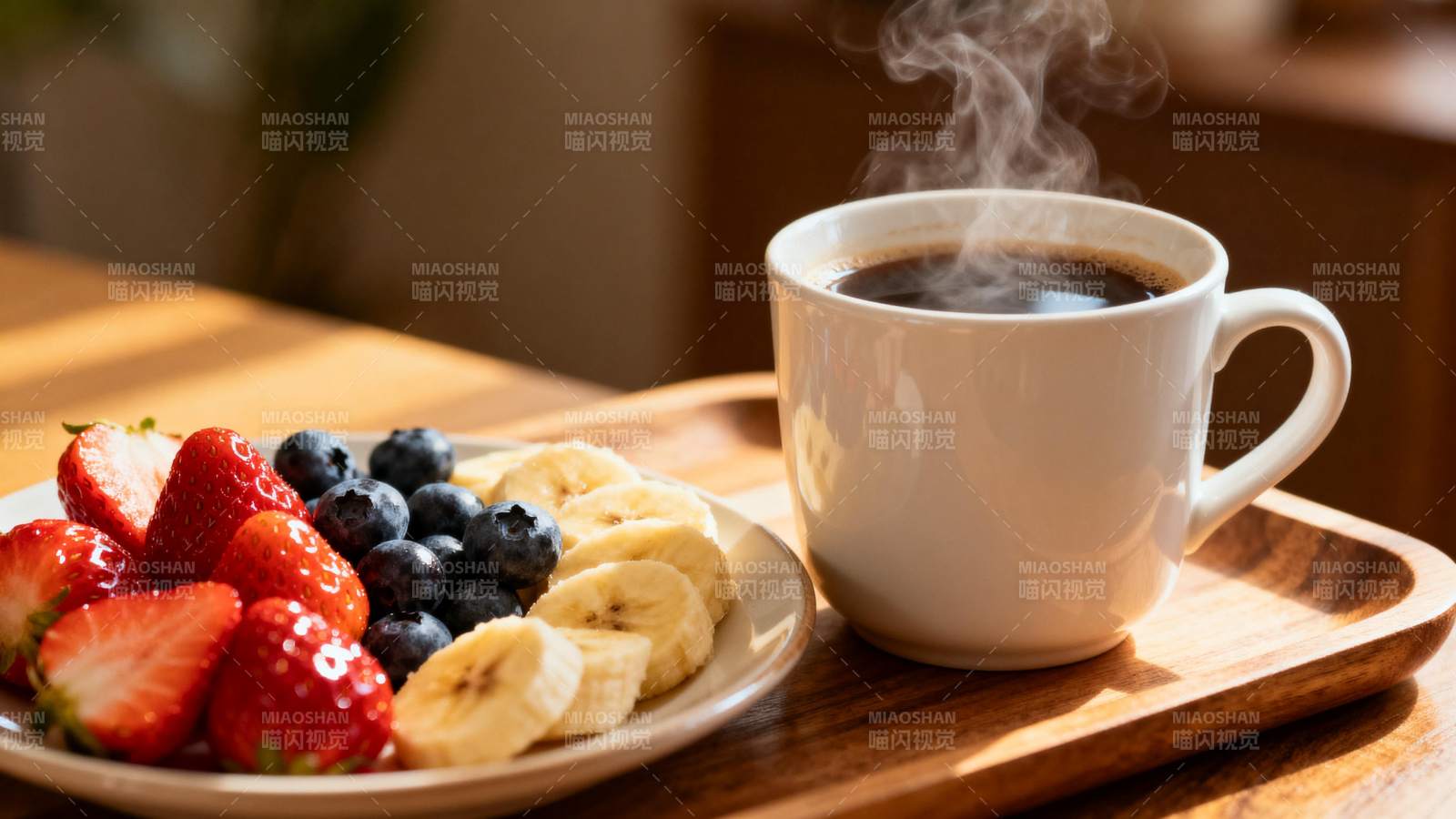 早餐 咖啡与水果图片