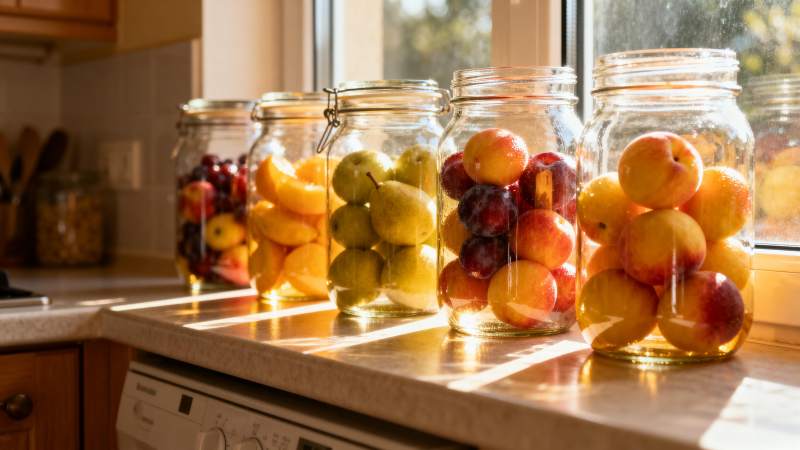 阳光下的果酱罐图片