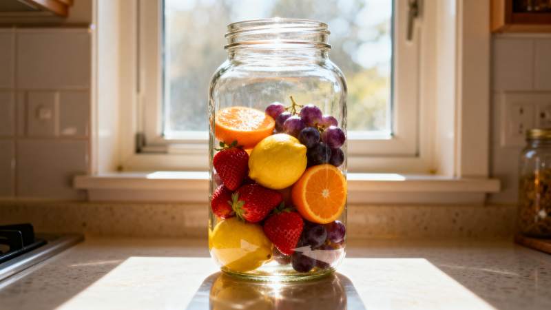 水果罐头阳光下图片