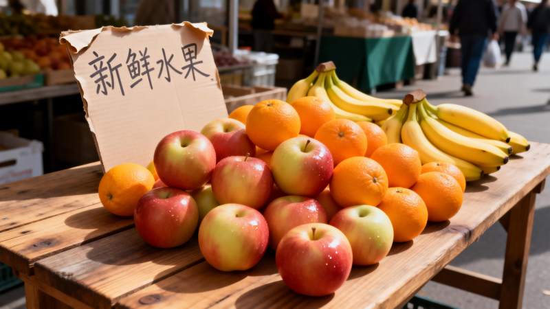 新鲜水果摊图片