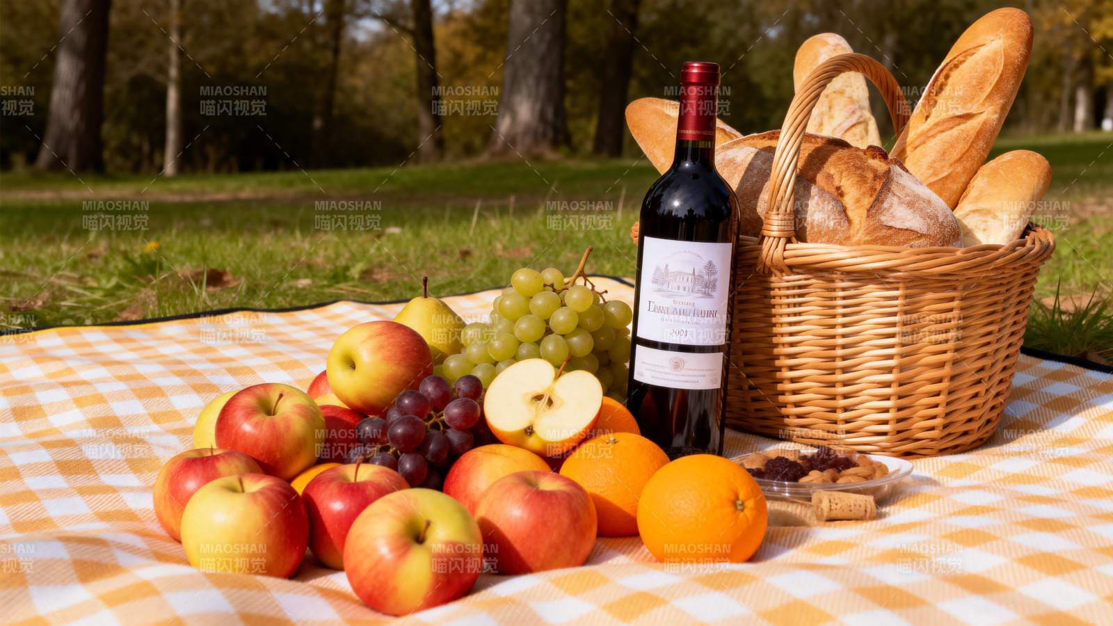 野餐果酒面包图片