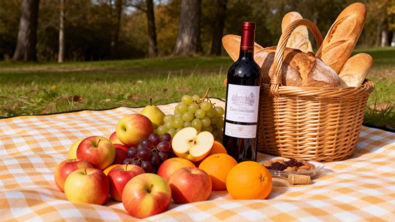 野餐果酒面包图片