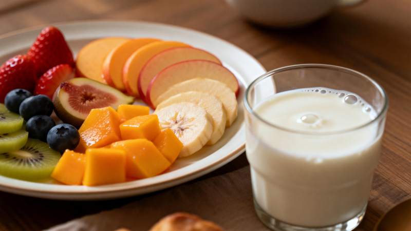 水果拼盘配酸奶图片