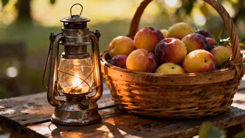 秋日果篮与灯笼图片