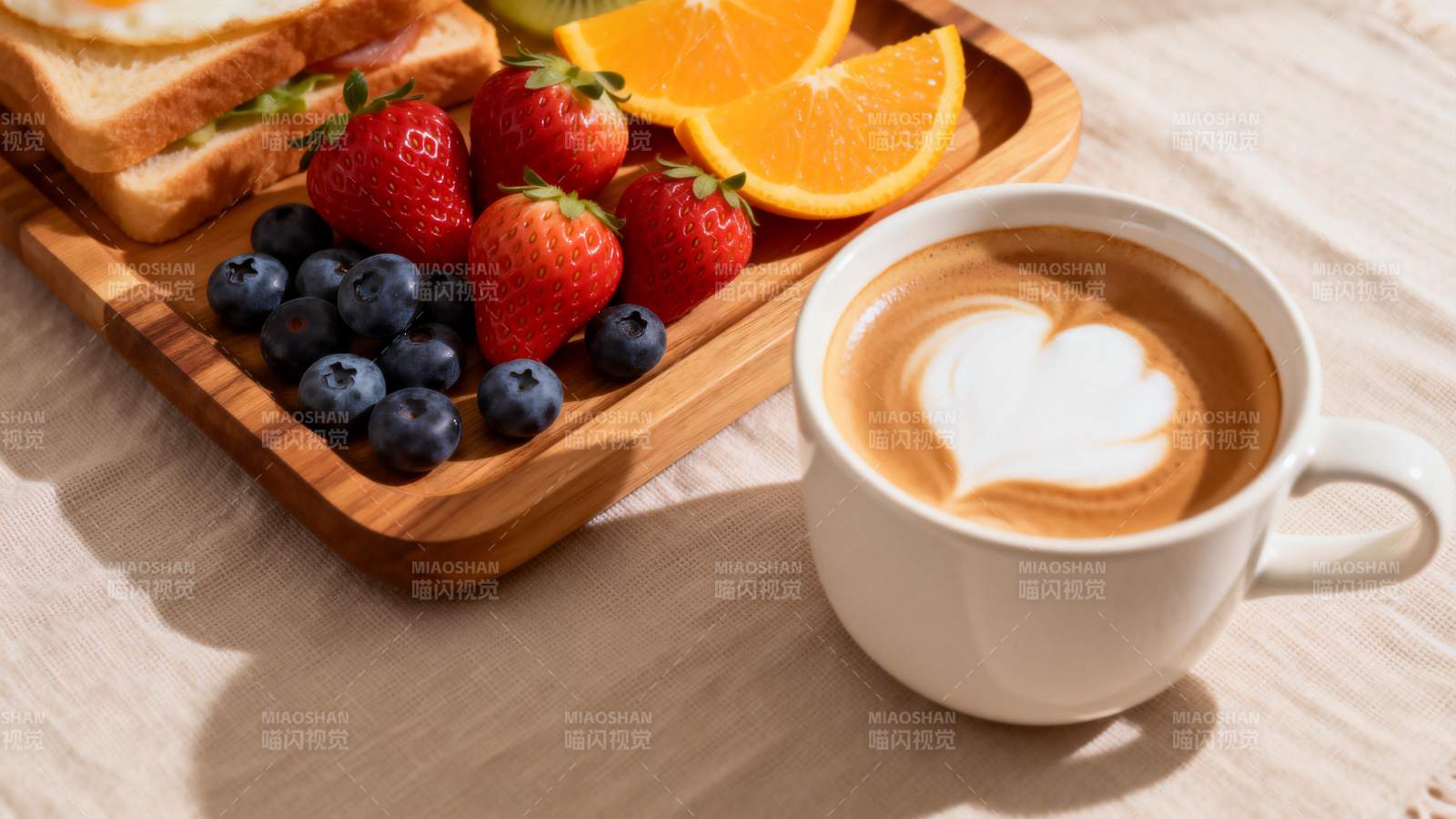 早餐咖啡与水果图片