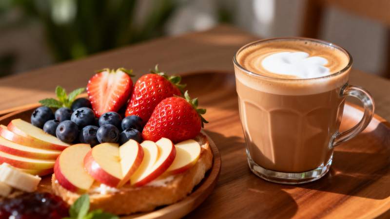 早餐时光 水果与咖啡图片