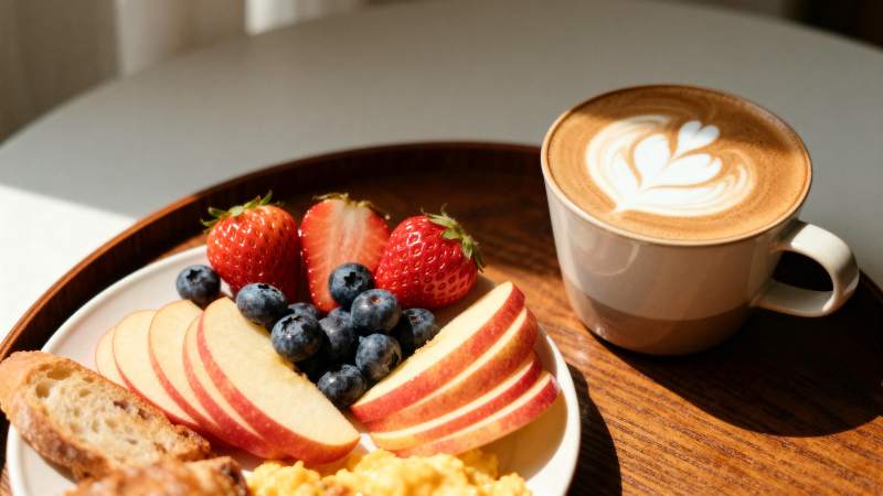 水果咖啡早餐图片