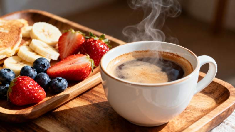 早餐咖啡与水果图片