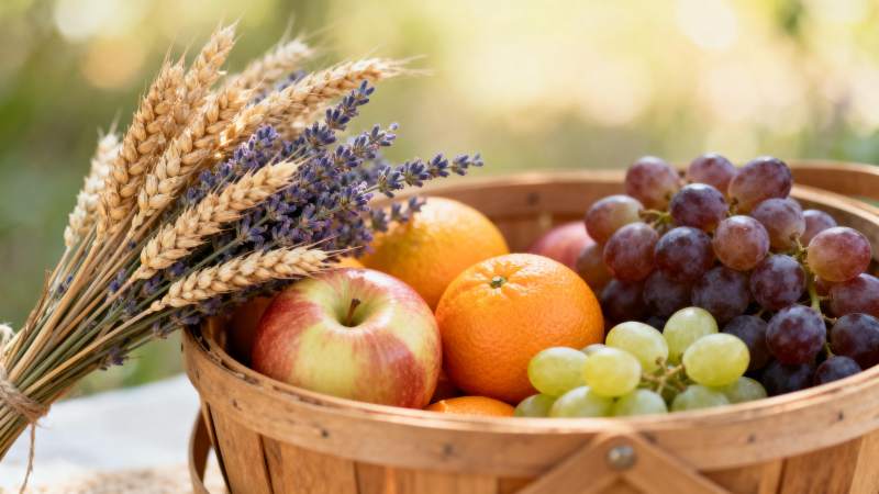 丰收果实篮图片